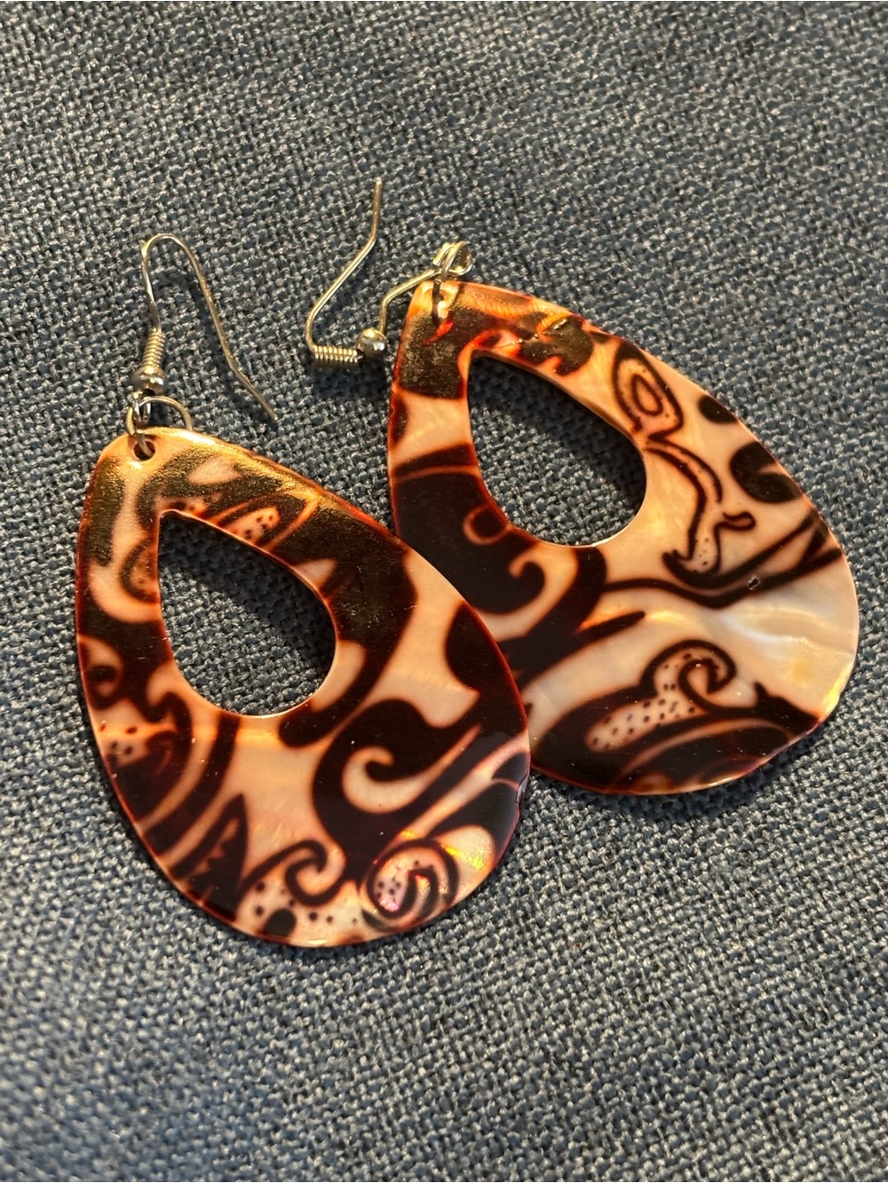 Tortoiseshell Teardrop Cutout Statement Earrings - 2” Burgundy Brown